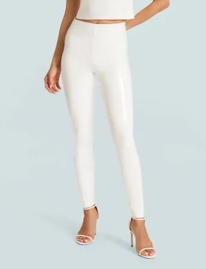 Faux Patent Leggings In White