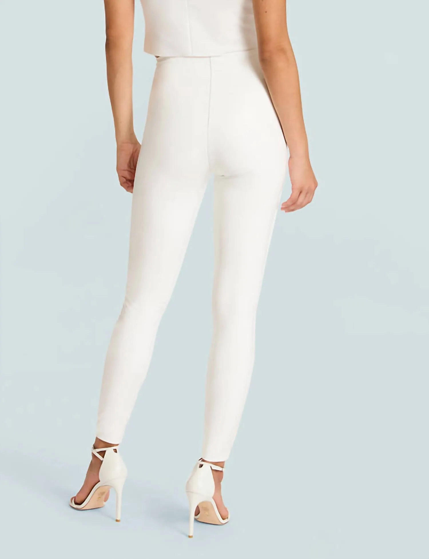 Faux Patent Leggings In White