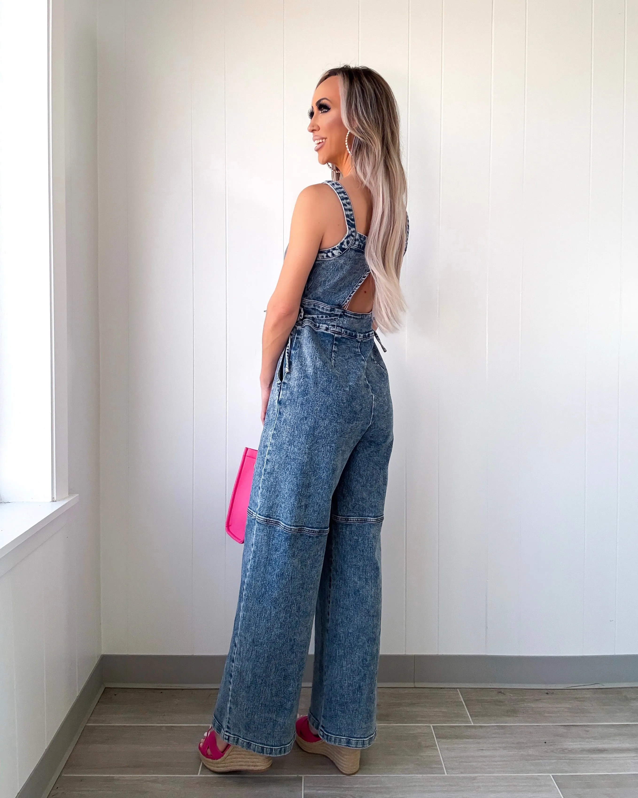 Flirty Fit Denim Jumpsuit