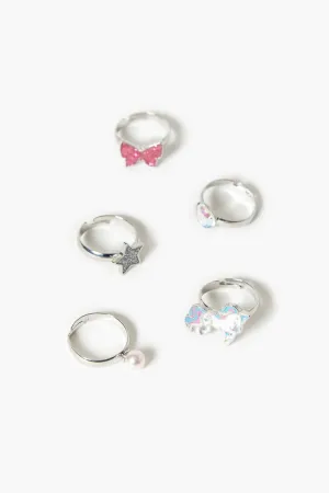 Forever 21 Girls Unicorn Bow Ring Set (Kids) Silver/Multi Forever 21
