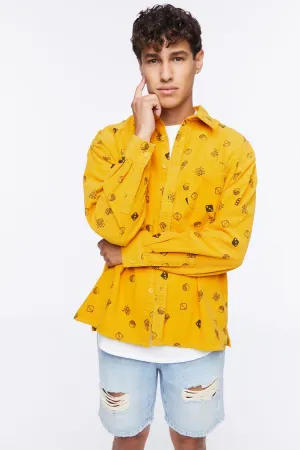 Forever 21 Men's Dice Print Corduroy Shirt Gold/Black Forever 21