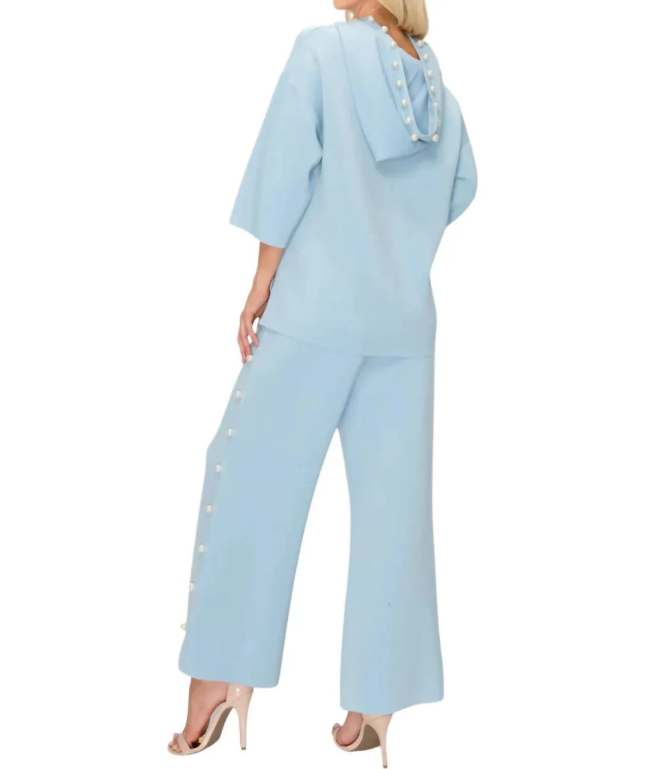 Francine Pearl Knit Set In Sky Blue