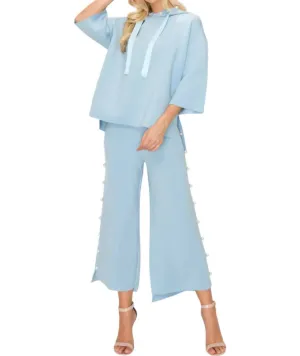 Francine Pearl Knit Set In Sky Blue