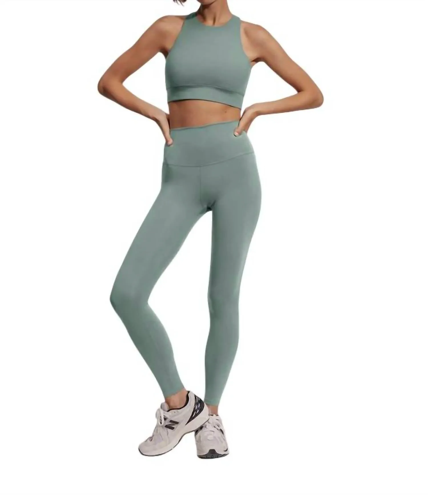 Freesoft High Rise Leggings In Mineral Green