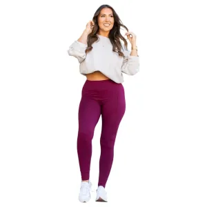 Full Length Leggings With Pocket In Maroon
