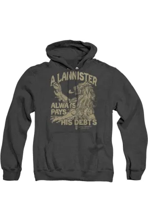 Game Of Thrones Debts Adult Heather Hoodie / Hooded Sweatshirt