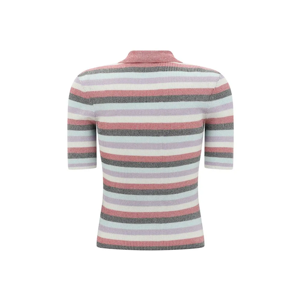 Ganni Striped Polo Women's Top