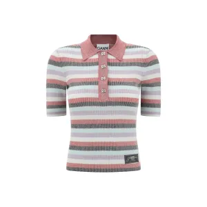 Ganni Striped Polo Women's Top