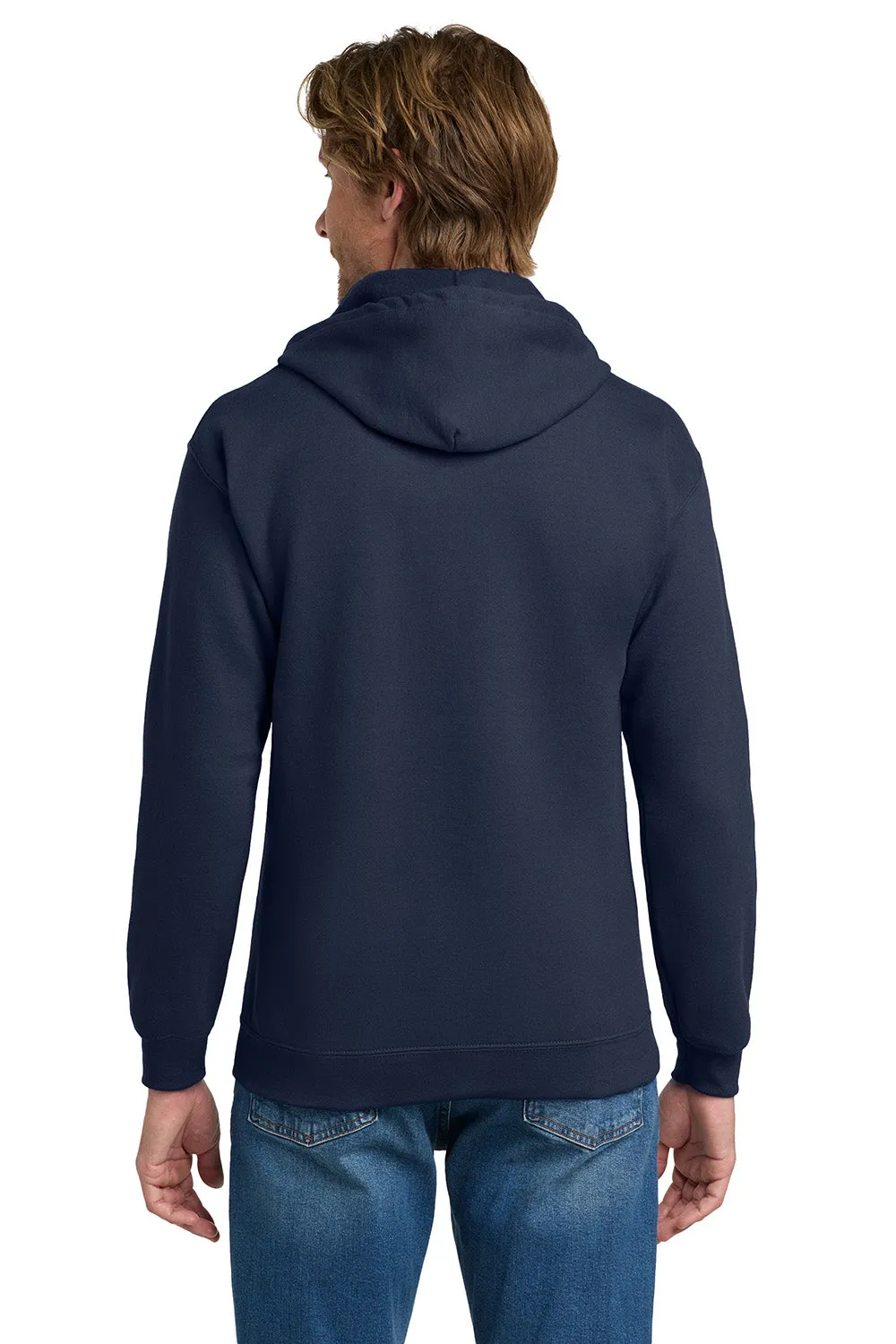 Gildan Mens Pill Resistant Full Zip Hooded Sweatshirt Hoodie w/ Pockets - Navy Blue