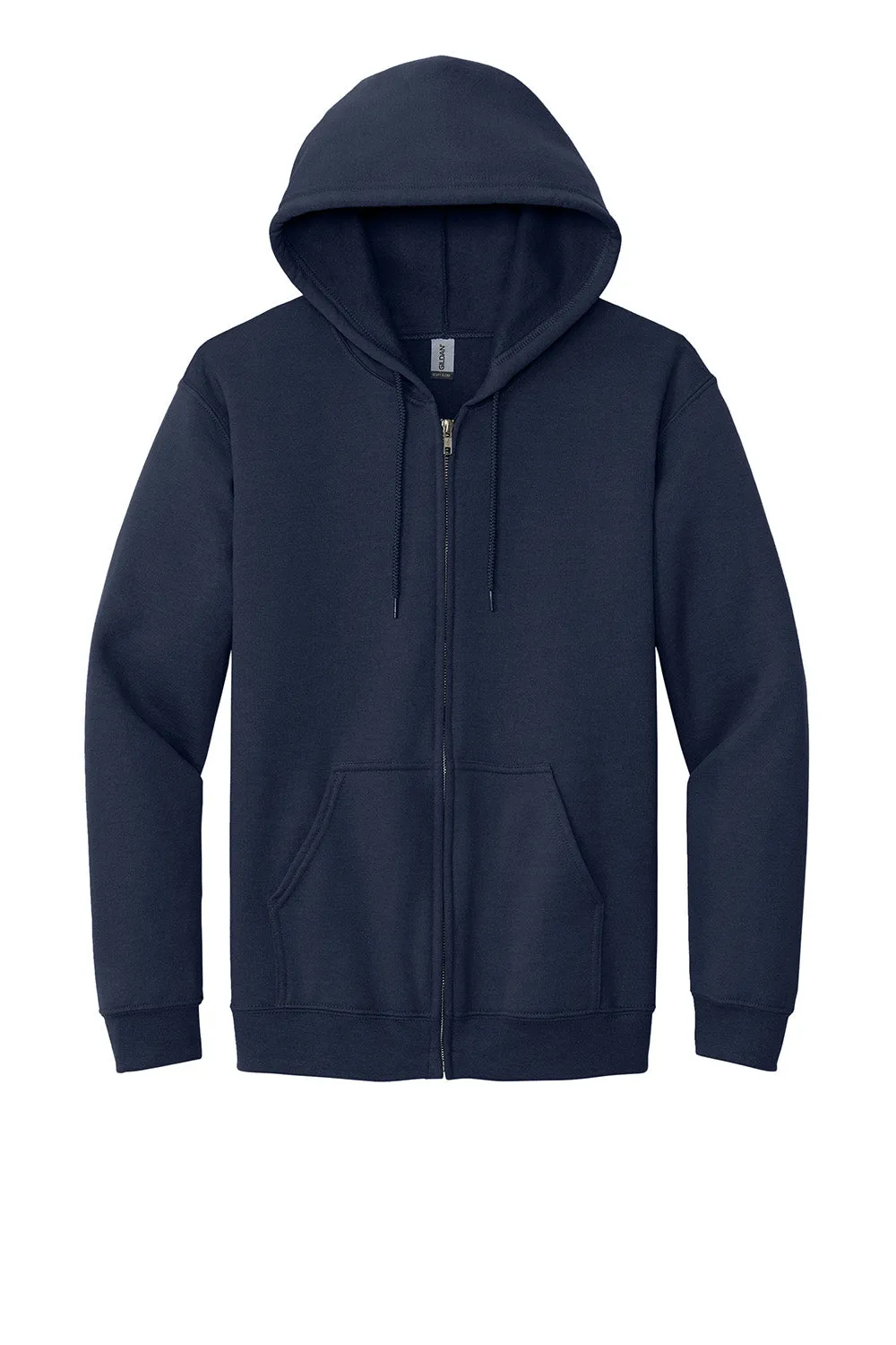 Gildan Mens Pill Resistant Full Zip Hooded Sweatshirt Hoodie w/ Pockets - Navy Blue