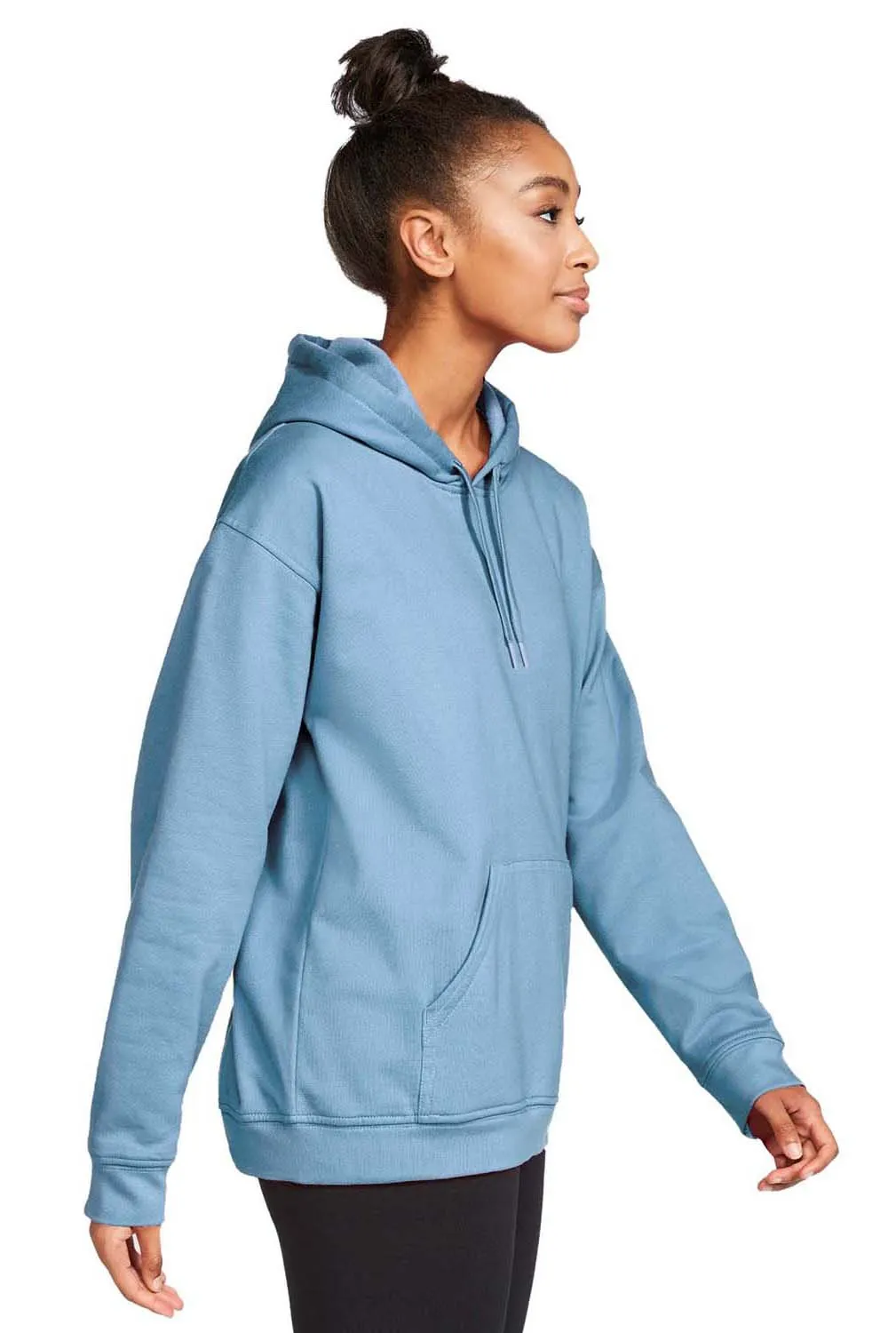 Gildan Mens Softstyle Hooded Sweatshirt Hoodie w/ Pouch Pocket - Stone Blue