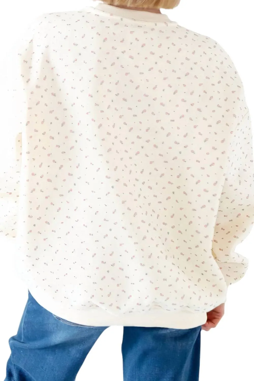 Girls Juniors Floral Sunkissed Sweatshirt In Toasted Cream