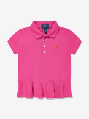 Girls Peplum Polo Shirt in Pink
