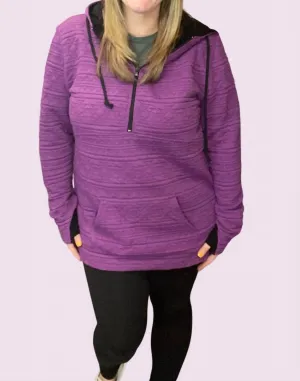 Half Zip Hoodie In Purple Aztec