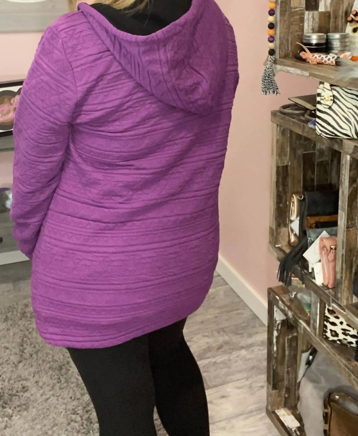Half Zip Hoodie In Purple Aztec