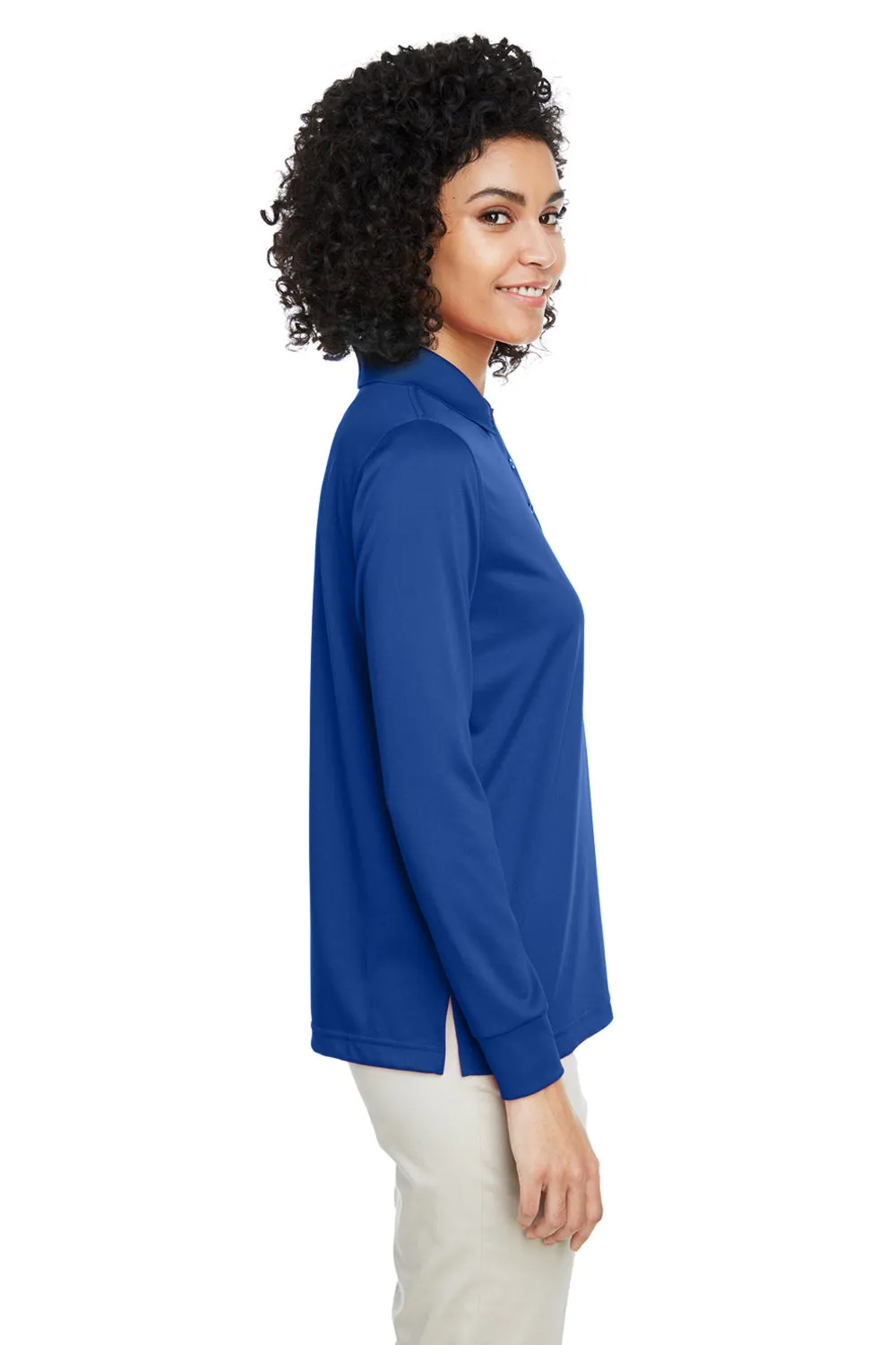 Harriton Womens Advantage Performance Moisture Wicking Long Sleeve Polo Shirt - True Royal Blue