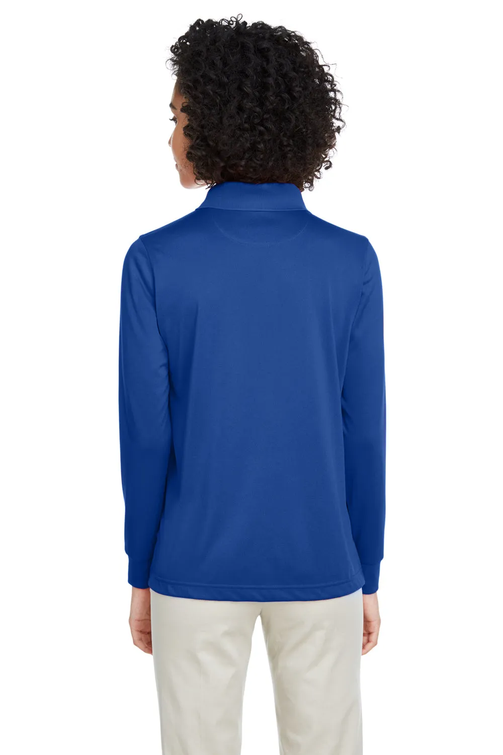 Harriton Womens Advantage Performance Moisture Wicking Long Sleeve Polo Shirt - True Royal Blue