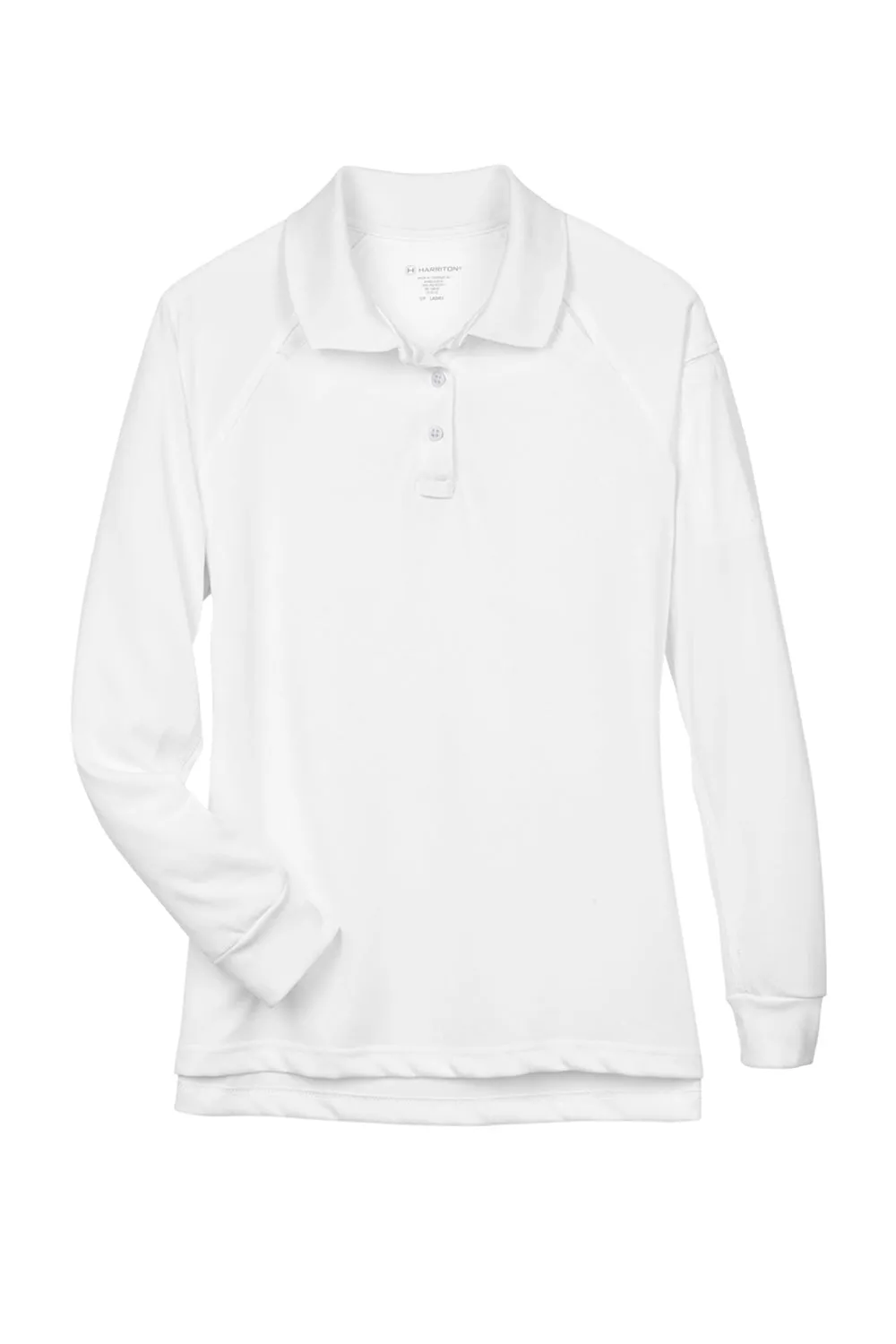 Harriton Womens Advantage Tactical Moisture Wicking Long Sleeve Polo Shirt - White