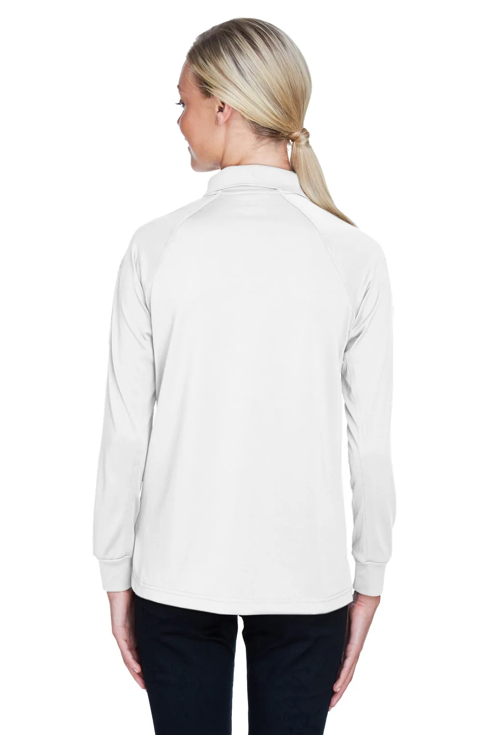 Harriton Womens Advantage Tactical Moisture Wicking Long Sleeve Polo Shirt - White
