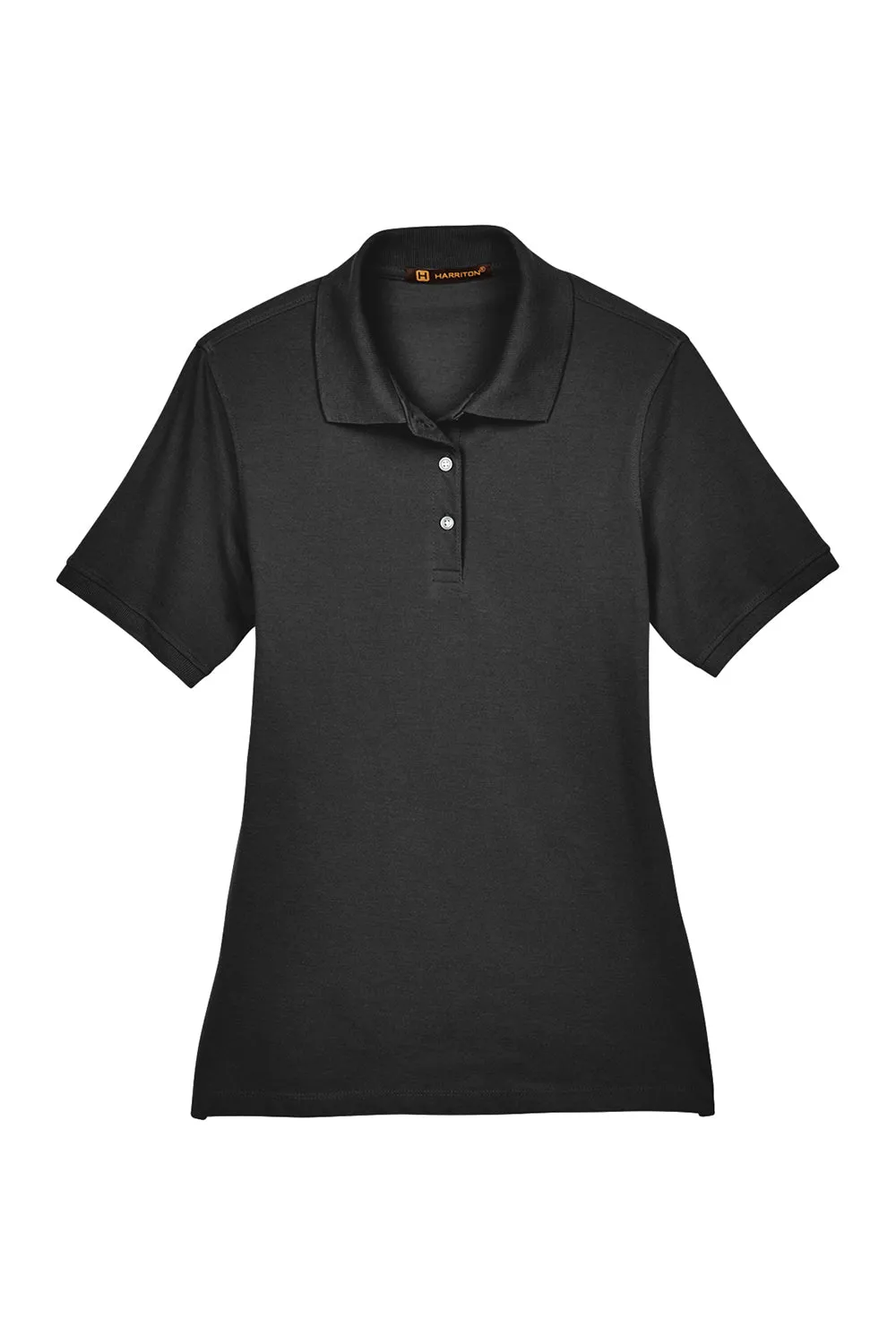 Harriton Womens Easy Blend Wrinkle Resistant Short Sleeve Polo Shirt - Black