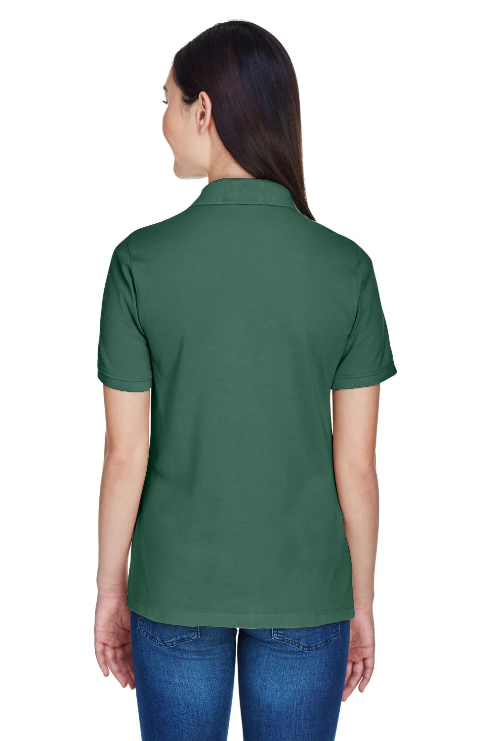 Harriton Womens Easy Blend Wrinkle Resistant Short Sleeve Polo Shirt - Hunter Green
