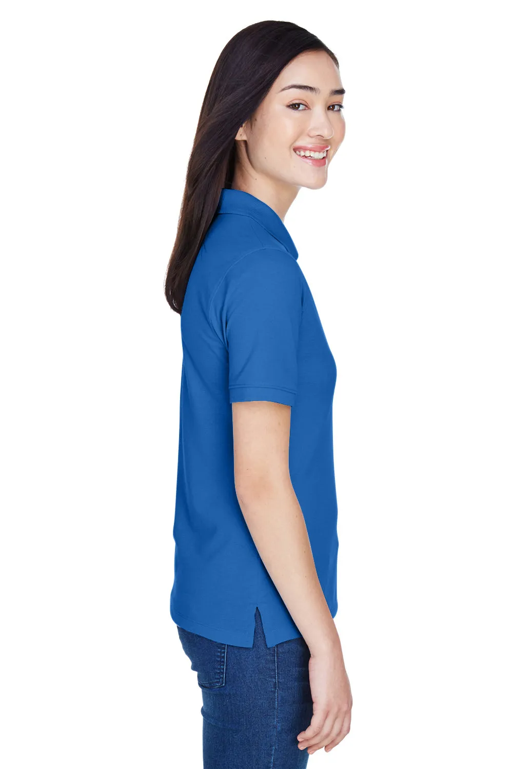 Harriton Womens Easy Blend Wrinkle Resistant Short Sleeve Polo Shirt - True Royal Blue