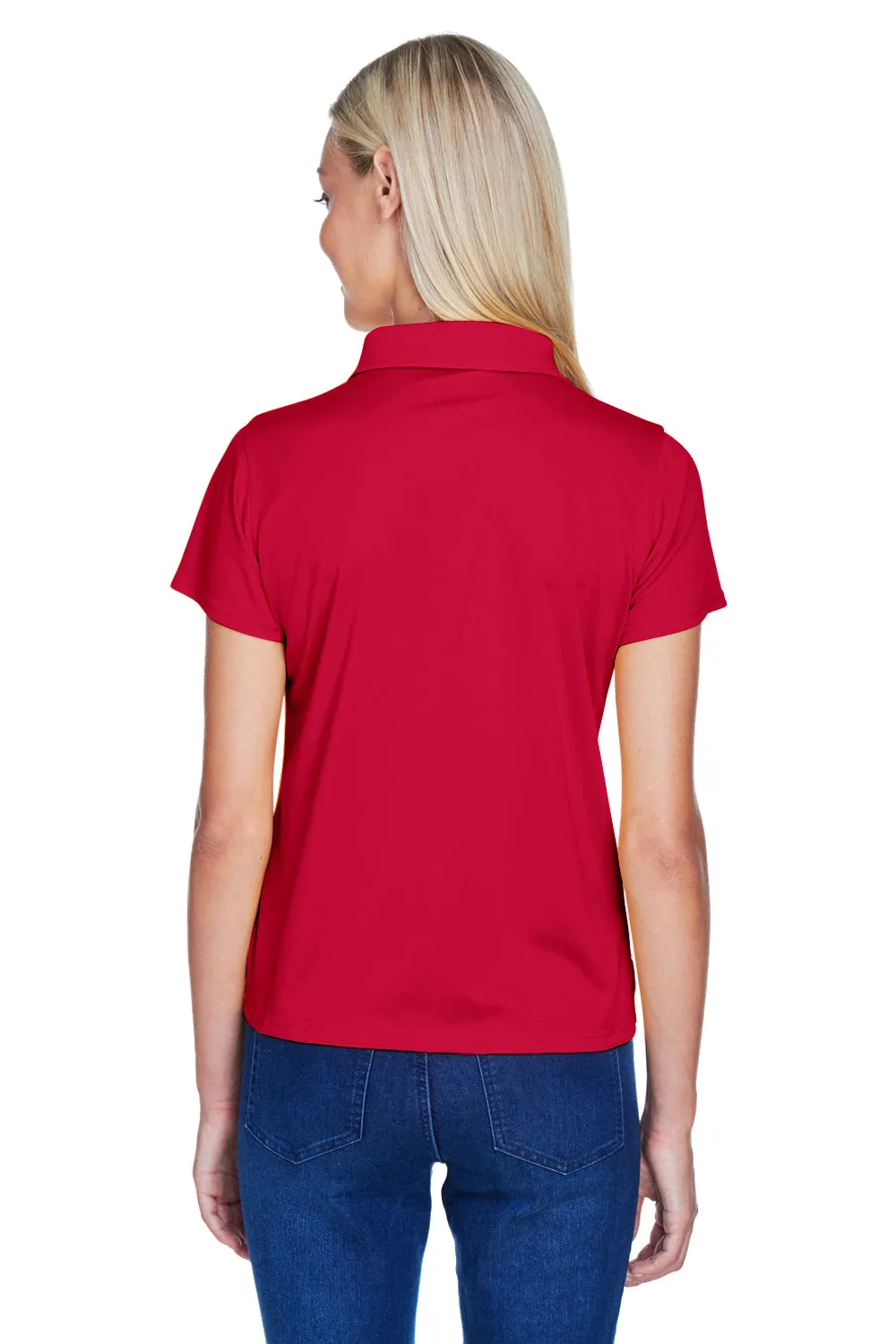Harriton Womens Polytech Moisture Wicking Short Sleeve Polo Shirt - Red