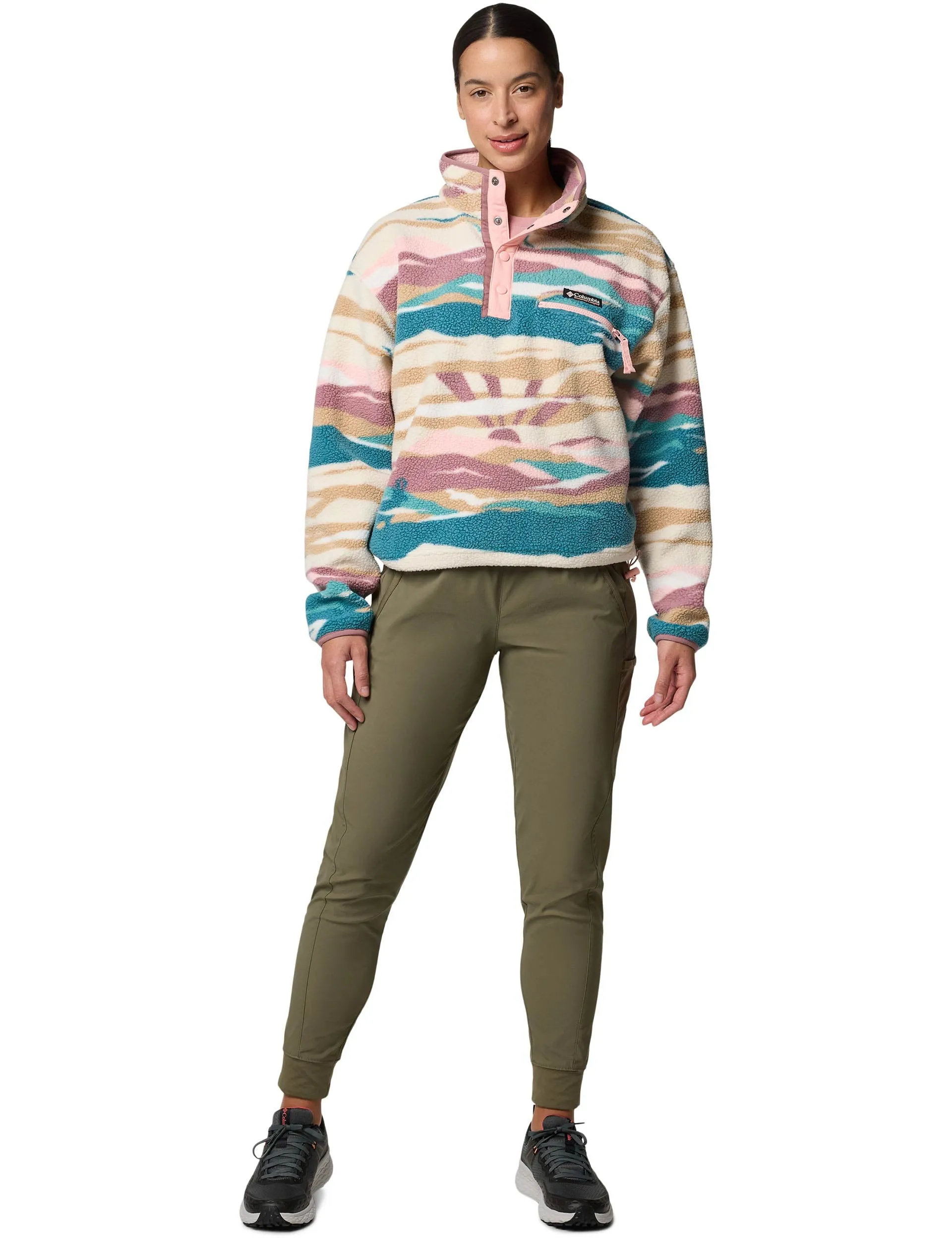 Helvetia II Cropped Sherpa Half Snap Printed Fleece - River Blue Rogue Valley