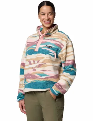 Helvetia II Cropped Sherpa Half Snap Printed Fleece - River Blue Rogue Valley