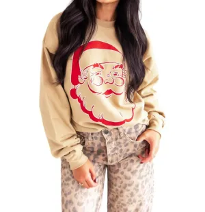 Ho Ho Ho Santa Sweatshirt In Pebble Khaki