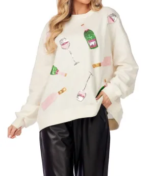 Holiday Champagne Sweatshirt In Ivory