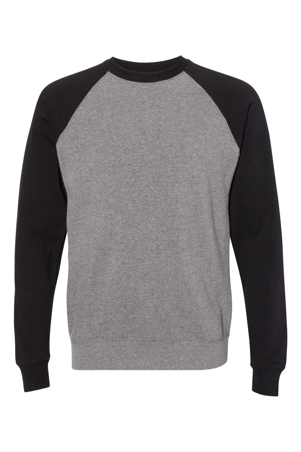 Independent Trading Company Mens Special Blend Crewneck Raglan Sweatshirt - Heather Nickel Grey/Black