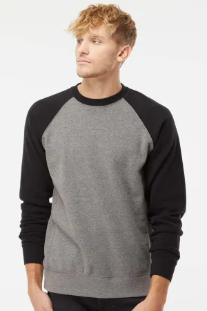 Independent Trading Company Mens Special Blend Crewneck Raglan Sweatshirt - Heather Nickel Grey/Black