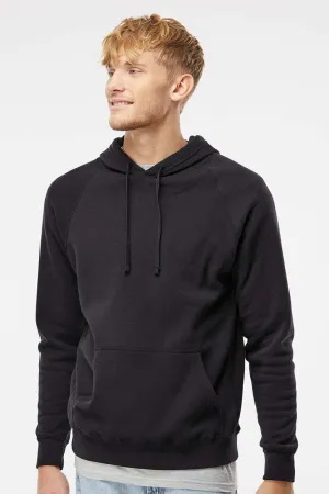 Independent Trading Company Mens Special Blend Raglan Hooded Sweatshirt Hoodie w/ Pouch Pocket - Black