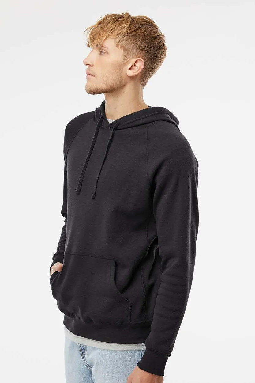 Independent Trading Company Mens Special Blend Raglan Hooded Sweatshirt Hoodie w/ Pouch Pocket - Black