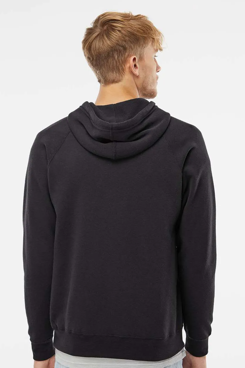 Independent Trading Company Mens Special Blend Raglan Hooded Sweatshirt Hoodie w/ Pouch Pocket - Black