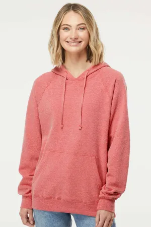 Independent Trading Company Mens Special Blend Raglan Hooded Sweatshirt Hoodie w/ Pouch Pocket - Pomegranate