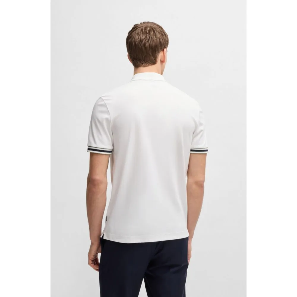 Interlock-cotton polo shirt with contrast tipping