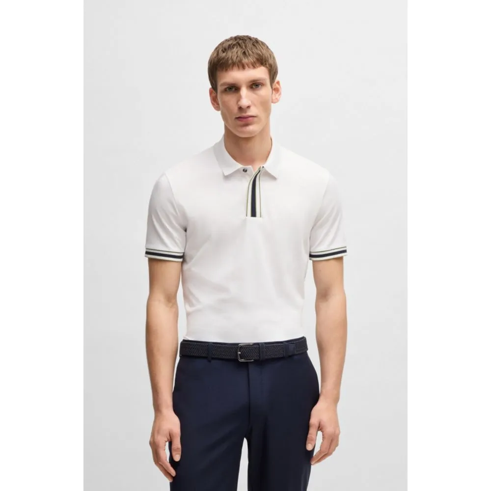 Interlock-cotton polo shirt with contrast tipping