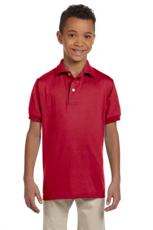 Jerzees Youth SpotShield Stain Resistant Short Sleeve Polo Shirt - True Red