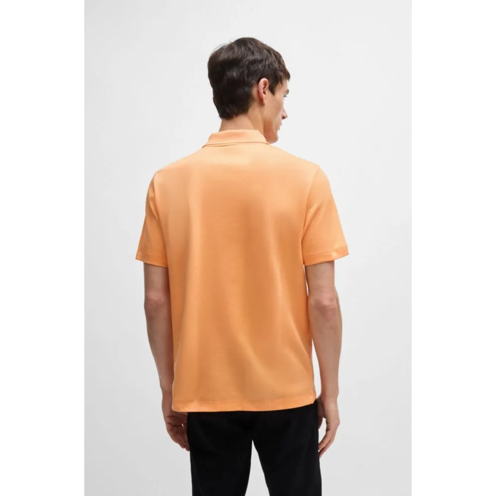 Johnny-collar polo shirt in mixed-structure cotton