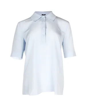 Joseph Short Sleeve Polo Shirt in Light Blue Viscose