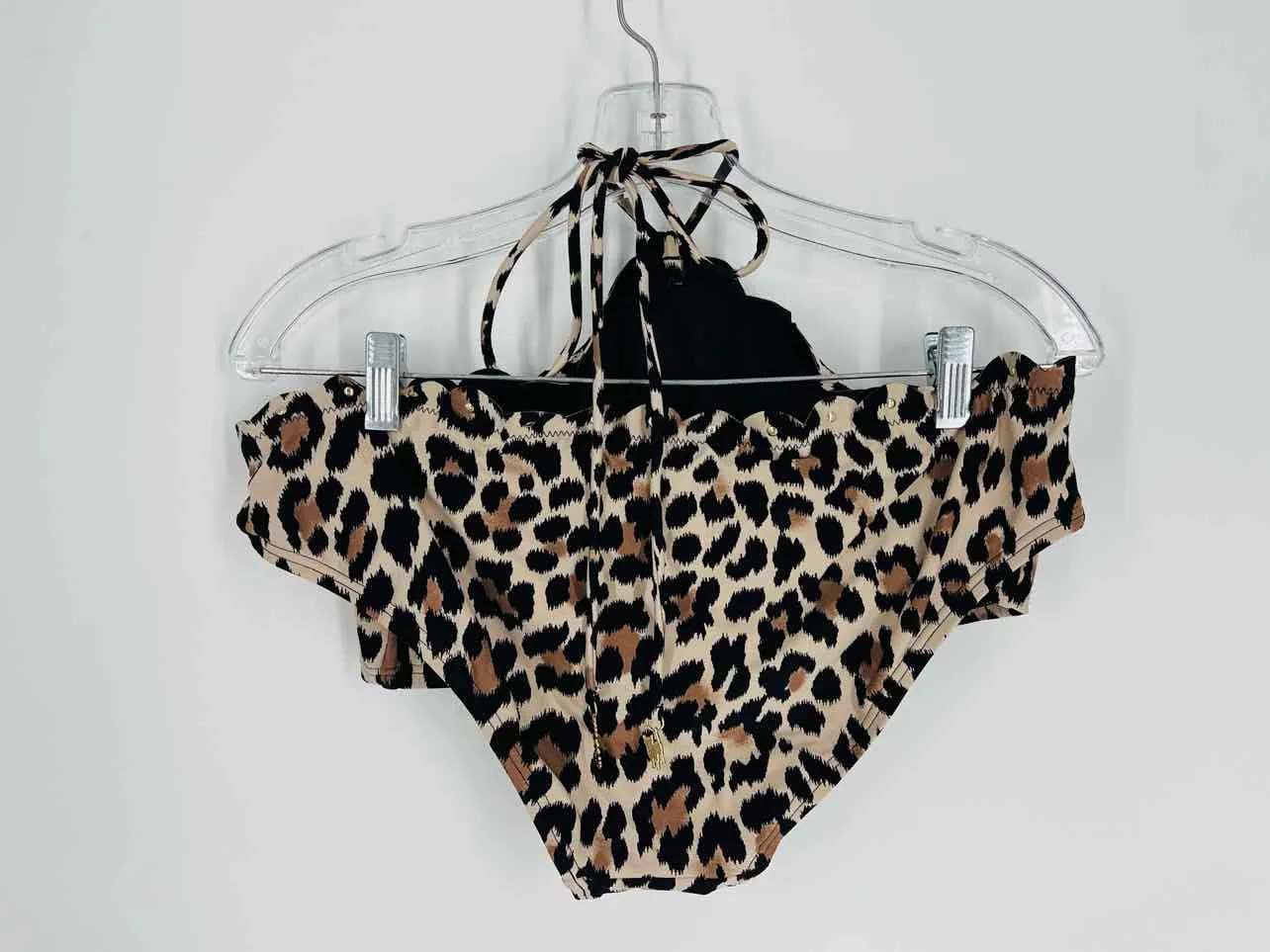 Kate Spade Size M/L ? Br/Bk/Gld Animal Print Embellished Designer 2-PC Swimsuit