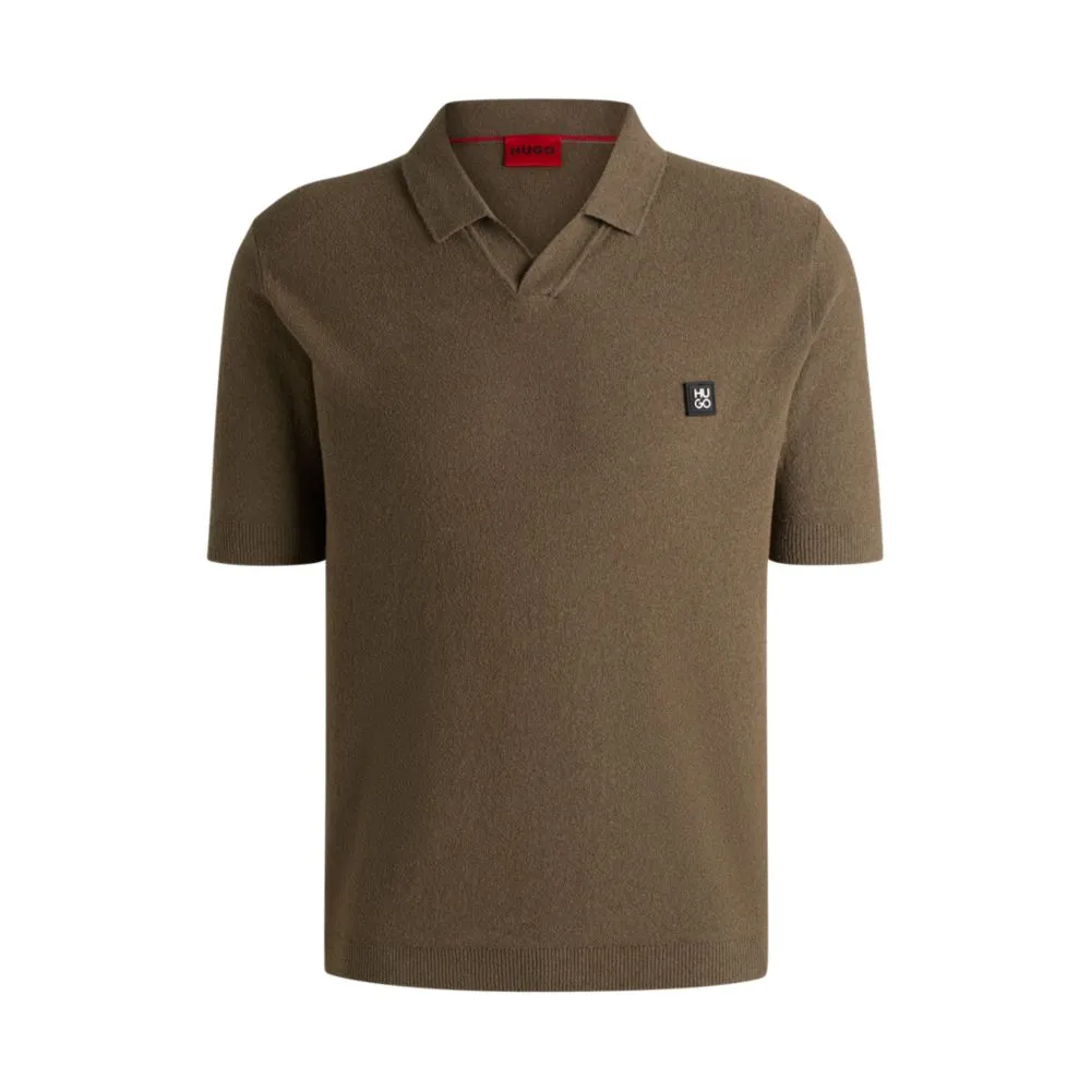 Knit polo with Johnny collar