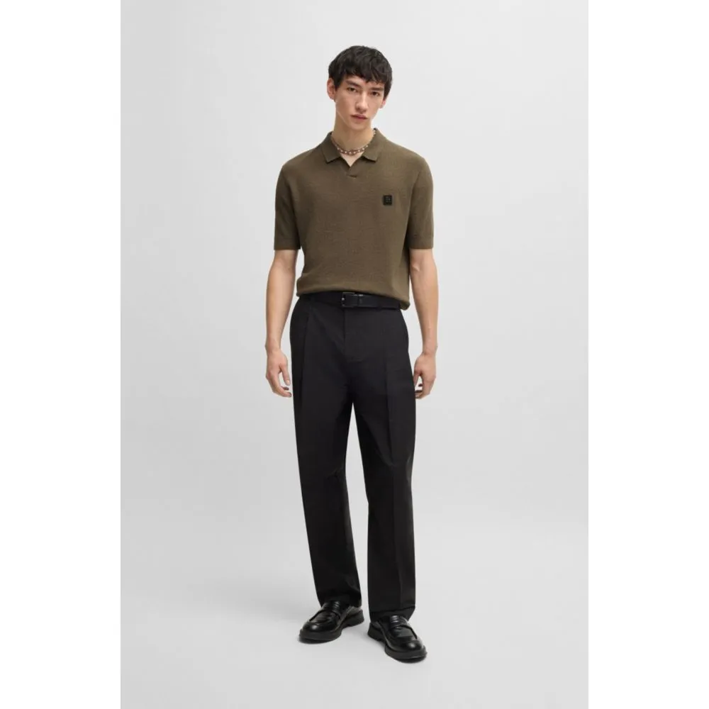 Knit polo with Johnny collar