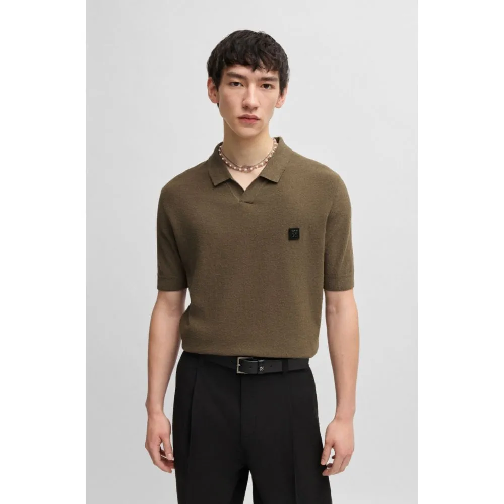 Knit polo with Johnny collar