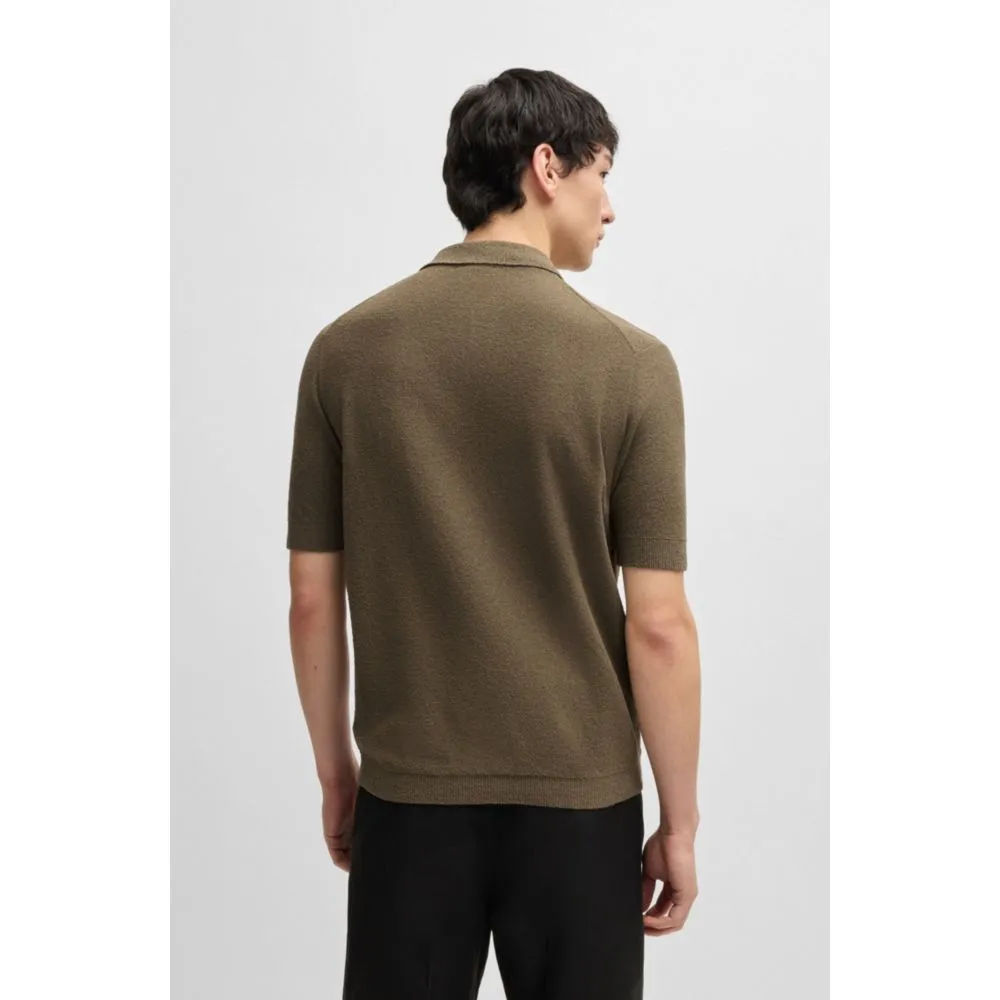 Knit polo with Johnny collar