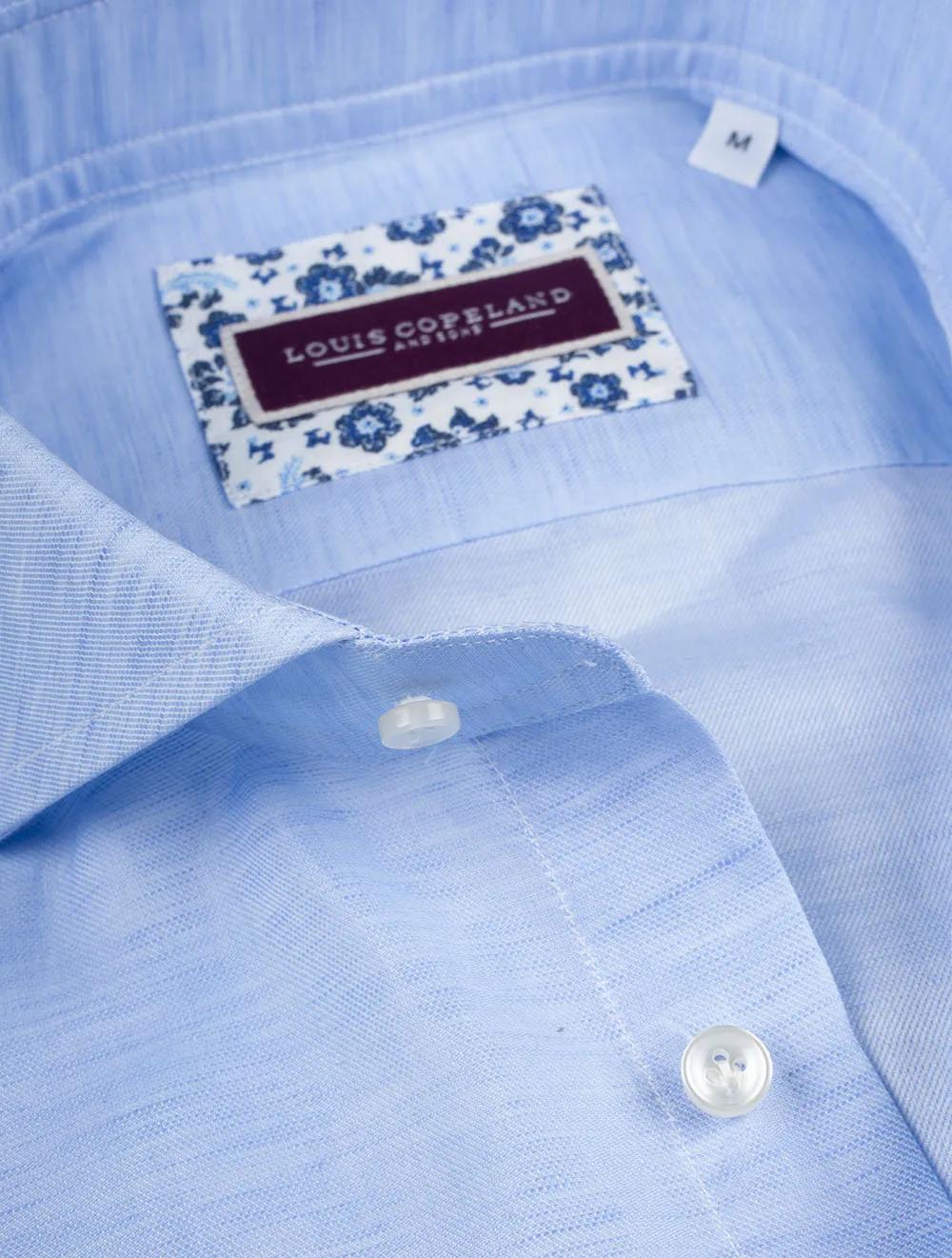 Linen Mix Twill Shirt Blue