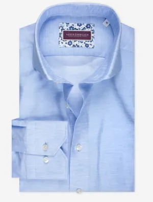 Linen Mix Twill Shirt Blue