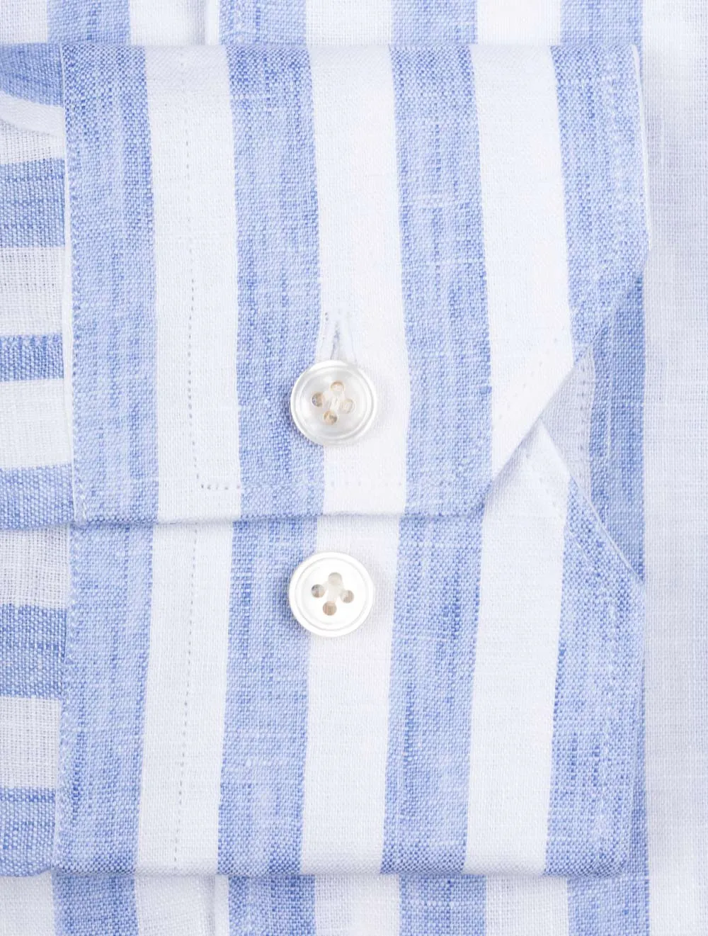 Linen Stripe Buttondown Shirt Blue